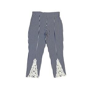 Versona Cropped Striped Pants Blue and White with Embellished Legs Size 8